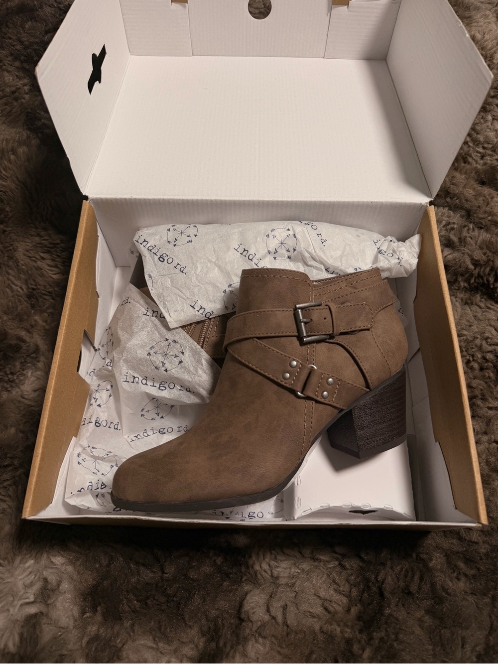 Taupe Suede Ankle Boots with Buckle Strap